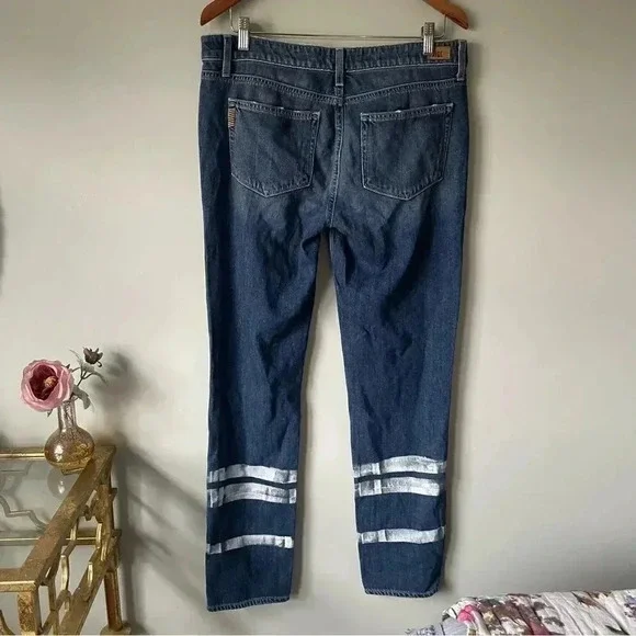 Anthropologie | PAIGE Verdugo Ankle  Painted Stripe Jeans - Picture 4 of 7